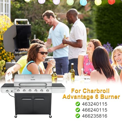 Image of Grill Replacement Parts for Charbroil Advantage 6 Burner 463240115, 466240115, 466235816, Cast Iron Grill Grates, Heat Plates Tents, Burners and Igniters for Char-Broil Advantage 463240115