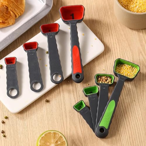 Silicone Foldable Measuring Spoons Set for Baking Coffee Sugar Flour Spices Kitchen Tool(Color&Green) - image 6