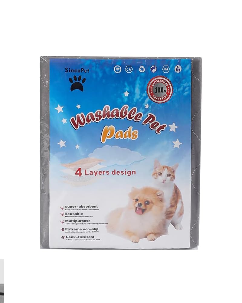 SincoPet Washable Pee Pads for Dogs + Free Puppy Grooming Gloves/Quilted, Fast Absorbing Machine Washable Dog Whelping Pad/Waterproof Puppy Training Pad/Housebreaking Absorption Pads