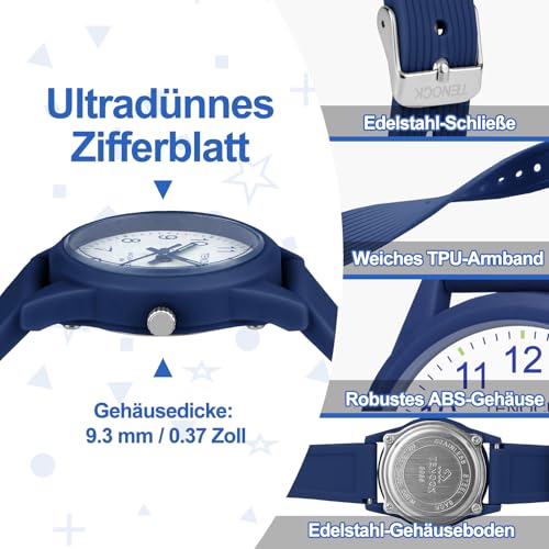 Image of Kids Analog Watch Waterproof Learning Time for Boys Girls Ages 4-12 | Soft Band, Easy to Read, Big Numbers,Simple Style, Sport, Swimming, Playing, Daily Wear, Ideal Gift for Birthday