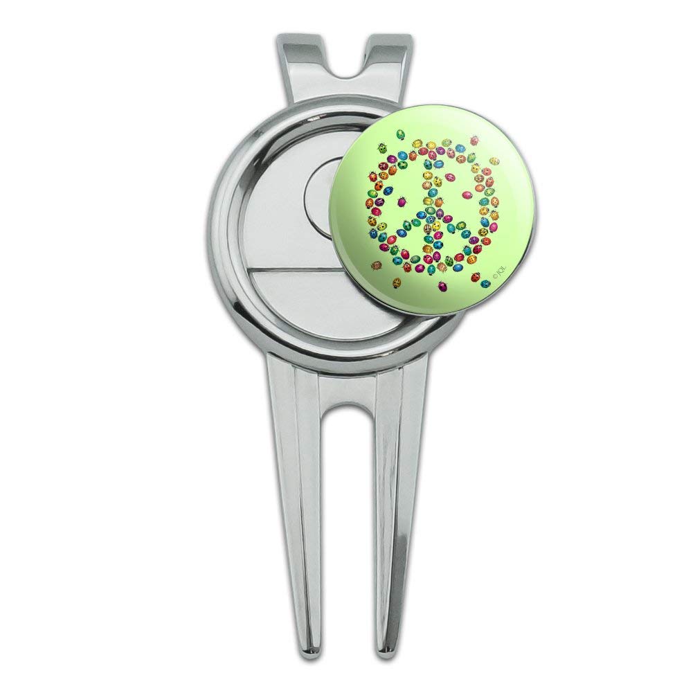 GRAPHICS & MORE Lady Bug Rainbow Peace Sign Golf Divot Repair Tool and Ball Marker