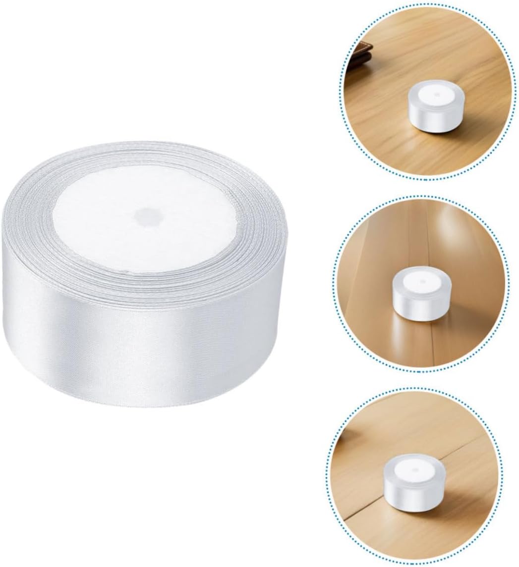 5 Rolls White Satin Decorative Ribbon for Wrapping Floral Bouquets Invitations Party Decorations Polyester Crafting Ribbon for Wedding Holiday DIY Projects
