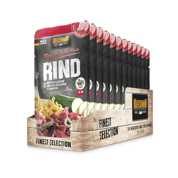 Belcando Frischebeutel [Rind mit Spätzle & Zucchini] | Nassfutter für Hunde | Feuchtfutter Alleinfutter im Einzelportionsbeutel