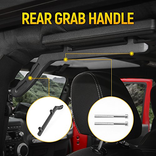 Voodonala Front & Rear Roll Bar Grab Handles Kit For 2007-2018 Jeep Wrangler Jk 4 Door (Matte Black,4Handles/Set) #TOP6