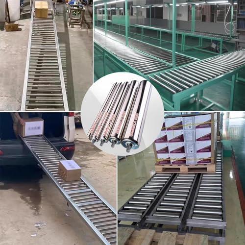 Heavy Duty Conveyor Roller Replacement - 5 Pack, 50mm Diameter, 11.8" Length, Durable Plated Carbon Steel, Smooth Material Handling for Enhanced Efficiency
