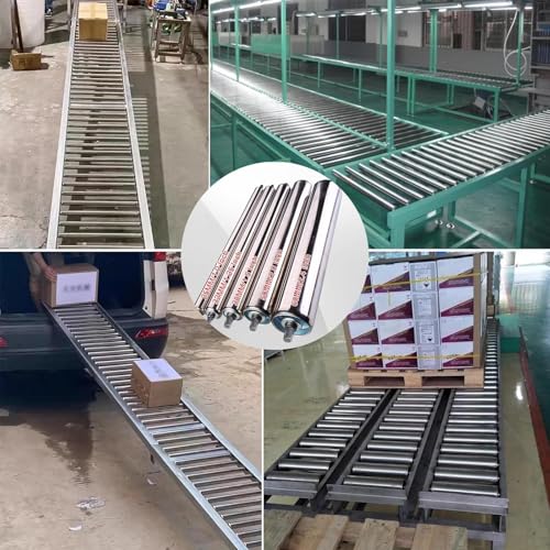 Transportador de Rodillos de Alta Resistencia, portátil, sin Motor, para Mesa. Rodillos de Acero con Deslizamiento Suave. Ideal para almacenes y líneas de producción. Fácil de ensamblar