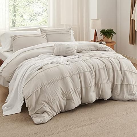 Bedsure Beige Queen Comforter Set Cover