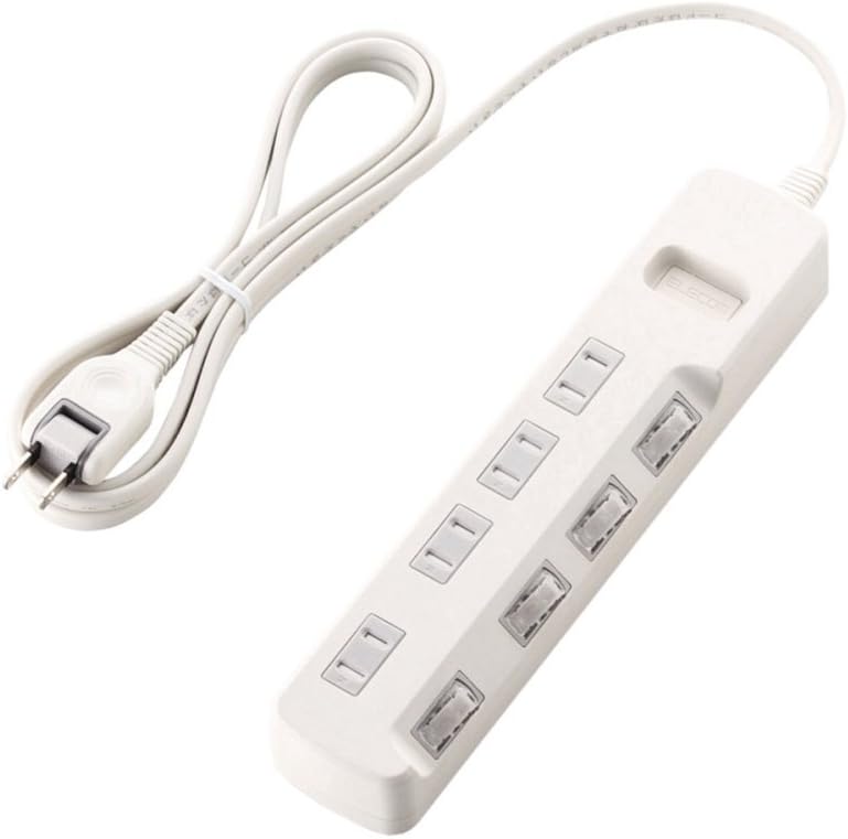 ELECOM Energy Power Strip with dust Prevention Shutter 2m 4outlet [White] T-E6A-2420WH (Japan Import)