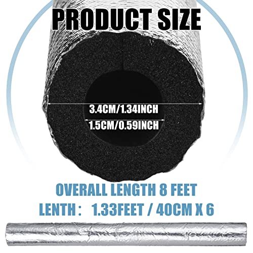 Pipe Insulation Foam Tube 6 Pcs Self Adhesive Insulation Foam Wrap For Copper Pipe Pre Slit Clamp Highly Insulated Foam For Outdoor Winter Irrigation, Sprinkler, Spigot Isolation (1.3 Ft X 0.6 Inch) #TOP1