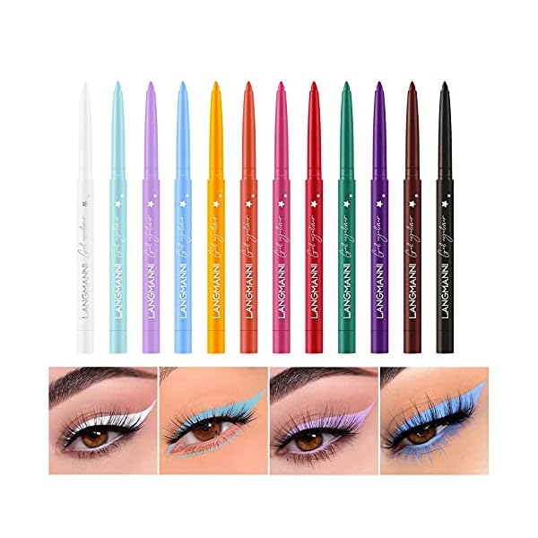 MAREOTIC Eyeliner Set, 12 Colors Eyeliner, Matte Eyeliner Set Professional Eye Shadow Set Colorful Eyeliner, Long Lasting, Waterproof