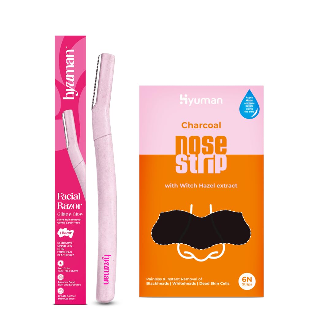 Hyuman Face Razor + Nose Strip Pack of 6 Combo for Women | Deep Cleansing & Hair Removal Set (Set of 2)-picture-16