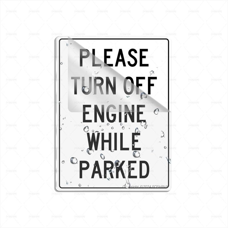 Acrylic Sign Please Turn Off Engine While Parked 6"X8" Thick Acrylic Self-Adhesive Modern Design Sign Easy To Install — image 1
