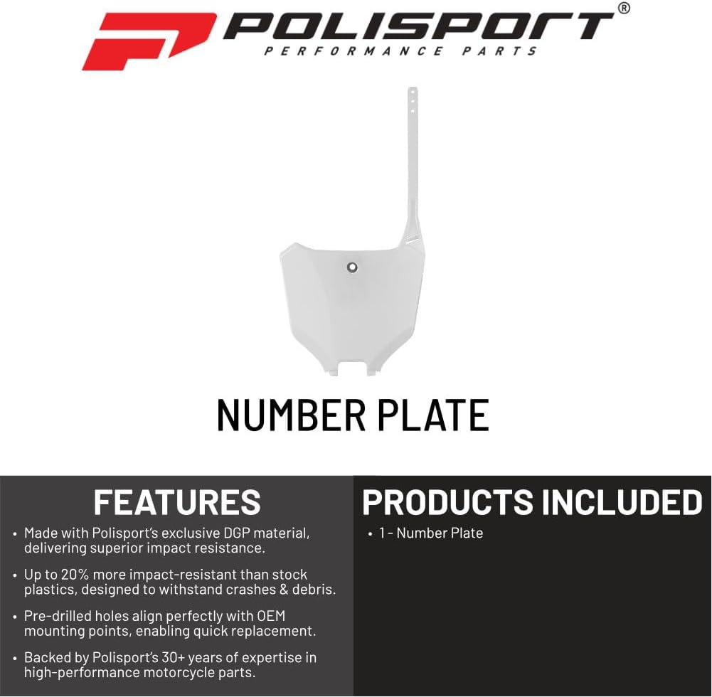 Polisport Motocross Motorcycles (MX) Number Plate for Honda CRF450R & CRF450RX (2021-2024), CRF250R, CRF250RX, CRF450R, CRF450RX, CRF450RL (2022-2024) Dirt Bikes - White