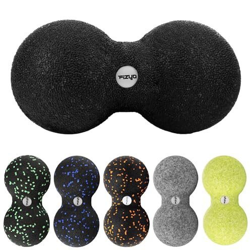 Fizyo Duoball 16x8 cm - Faszienball für Rücken, Nacken & Triggerpunkt Therapie, EPP Massageball für Wirbelsäule, Physiotherapie & Schmerzlinderung, Doppelball für Tiefengewebsmassage - Schwarz