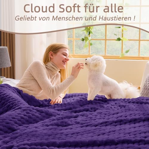 Vielit Kuscheldecke Flauschig, Deko Sofa Decke, 220x240 XXL Lila – Ansicht 3