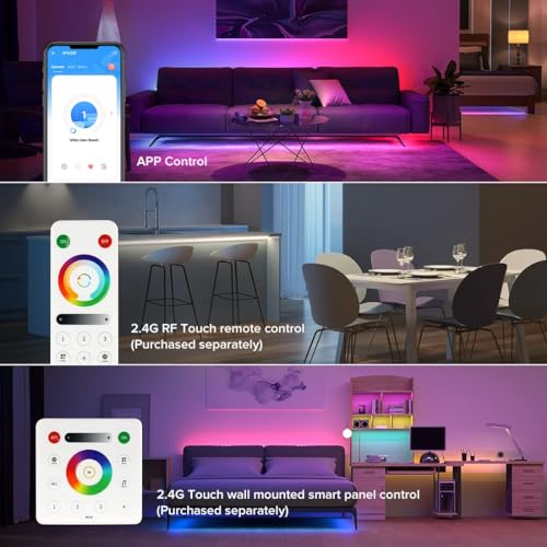 BTF-LIGHTING SP630E 12 en 1 2.4Ghz Bluetooth LED Controlador Compatible con WS2812B SK6812 WS2811 FCOB CCT 5050RGB/RGBW Tira de LED DC5V-24V con 2.4G Touch Panel/2.4G RF Control Remoto/APP Modo Música - imagen 4