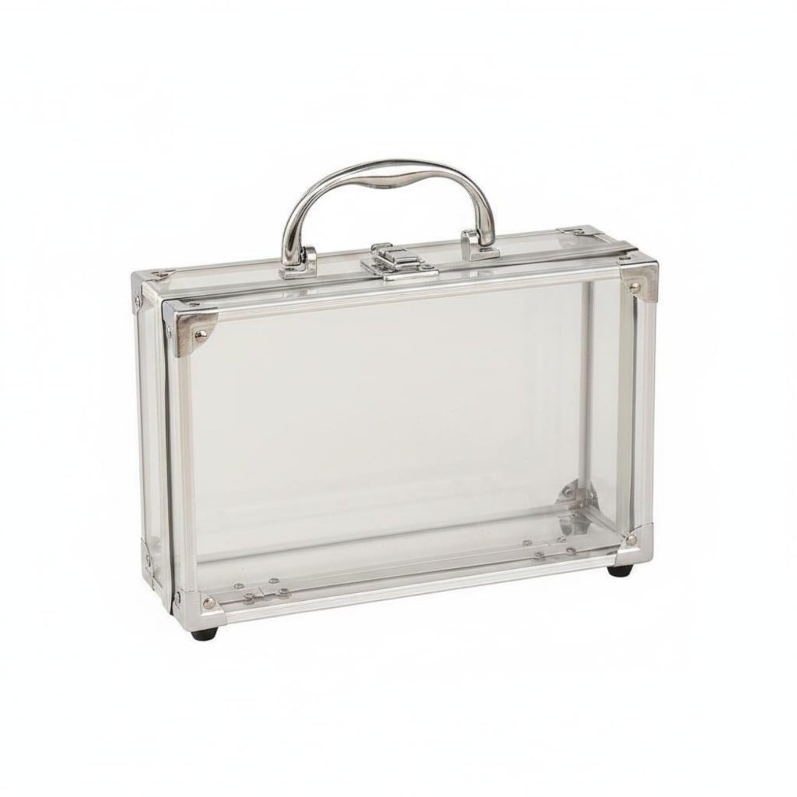 MERISHOPP Transparent Makeup Case Large Capacity Aluminum Makeup Suitcase Clear View Portable Cosmetic Storage Box for Travel, Outdoor, Transparent-picture-26