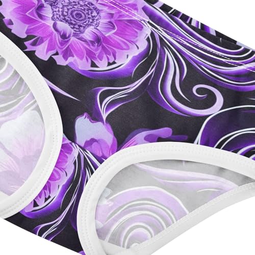 Fancy Toddler Underwear Custom 2t Cotton Panties for Girl Ornate Purple Floral Black Briefs Kids Undies4