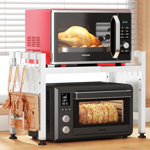 SAYZH Mikrowellen Regal, 2-stufiges Erweiterbares mikrowelle Regal Mikrowellenregal Organizer Küche...