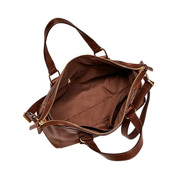 Fossil Women's Jacqueline Eco-Leather Satchel Purse Handbag, Brown (Model: ZB1501200)