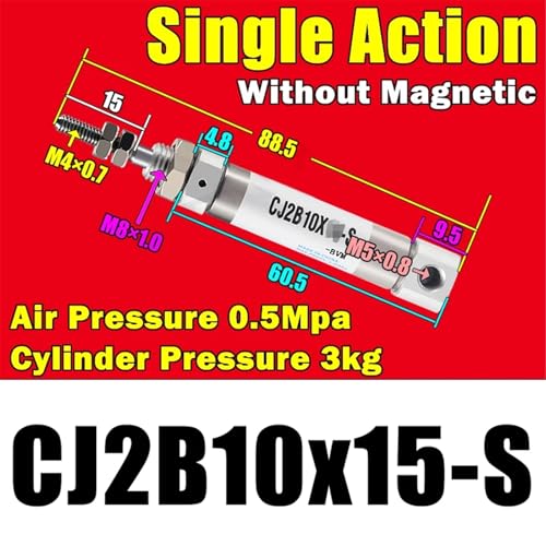 Mini vérin pneumatique CJ2B10x15-S simple action axial