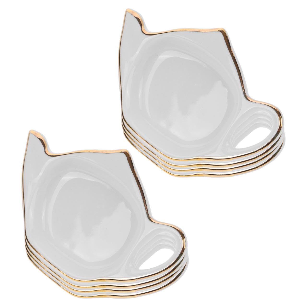 Set da 8 Piatti Portabustine da Tè in Materiale Ceramico a Forma di Teiera