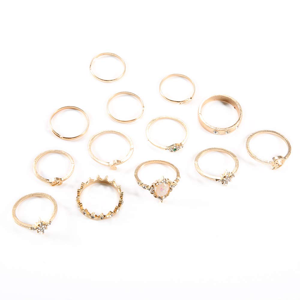 Sponsored Ad – 13 Pcs Women Rings Set Knuckle Rings Gold Bohemian Rings Vintage Gem Crystal Rings Joint Knot Ring Sets for Teens Party Daily Fesvital Jewelry Gift