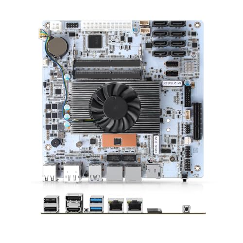 ROUAFWIT Mni ITX NAS Motherboard 8 Bay i5 8265U 17X17cm PC Mainboard mit 2X 2.5GbE LAN 2 x DDR4 Slot 2 x NVMe 1x PCI-Ex4 Support VT-x/VT-d HD+DP 4K Barebone