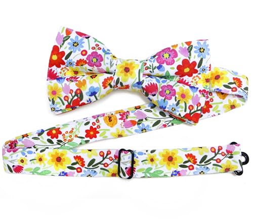 Image of Colorful Fun Pattern Pre-Tied Bow Tie Mens Floral Space Adjustable Bowtie