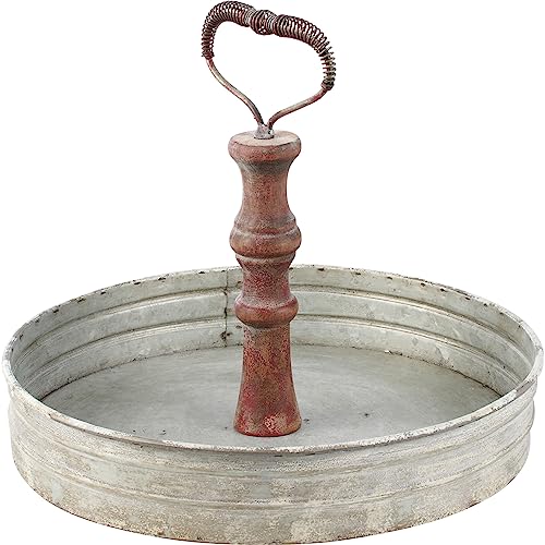 Primitives-by-Kathy-Tiered-Serving-Tray-Single-Tier-Metal-Tray-with-Wood-and-Metal-Coil-Handle Primitives by Kathy Tiered Serving Tray Single Tier Metal Tray with Wood and Metal Coil Handle