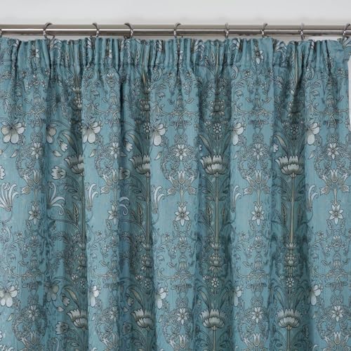 Sundour Kyoto Fully Lined Pencil Pleat Curtains Blue 66x90 Curtain Pair - Image 2