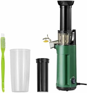 MIIKHI Máquina exprimidora, exprimidor Compacto de masticación Lenta, fácil de Limpiar, exprimidor de Prensa en frío con Cepillo, Taza, para apio, Jengibre, piña, Frutas y Verduras (Color