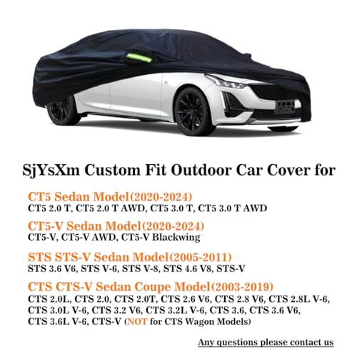 Image of Custom Car Cover Compatible with Cadillac CT5 / CT5 V-Series 2020-2026 4-Door Sedan, Waterproof All Weather Car Coves with Cotton Lining, Heavy Duty Rain Snow Sun Dust UV Covers Outdoor Indoor