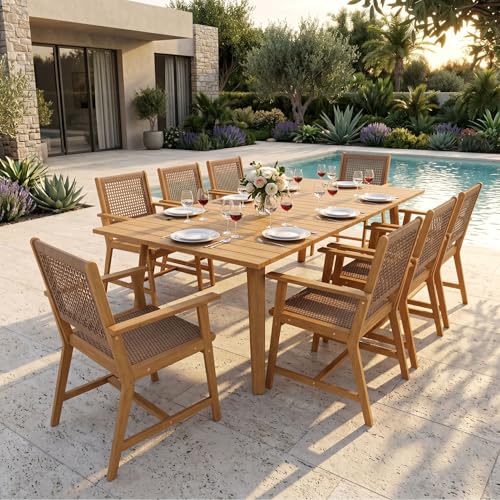 Sophia & William Patio Dining Set Rattan Chairs Dark Brown