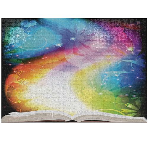 ABAKUHAUS Magie Puzzle, Märchenbuch Regenbogen, Heirloom-Qualität lustige Aktivität für die Familie langlebiger Karton, 1000 Stücke, Mehrfarbig