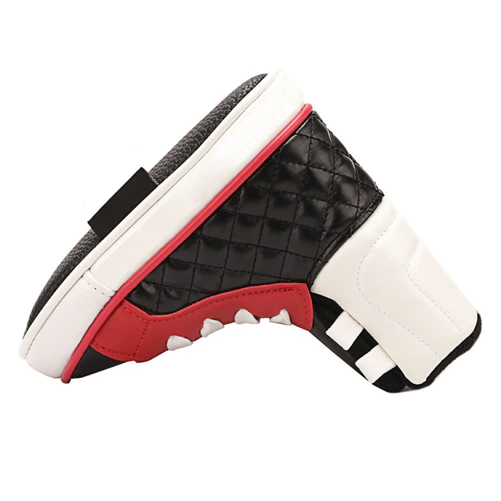 Housse de protection pour tête de putter de golf en cuir synthétique - En forme de chaussure - Noir et rouge