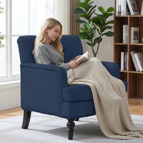 Sillón Tapizado Clásico Azul Corduroy Compacto miniatura 6