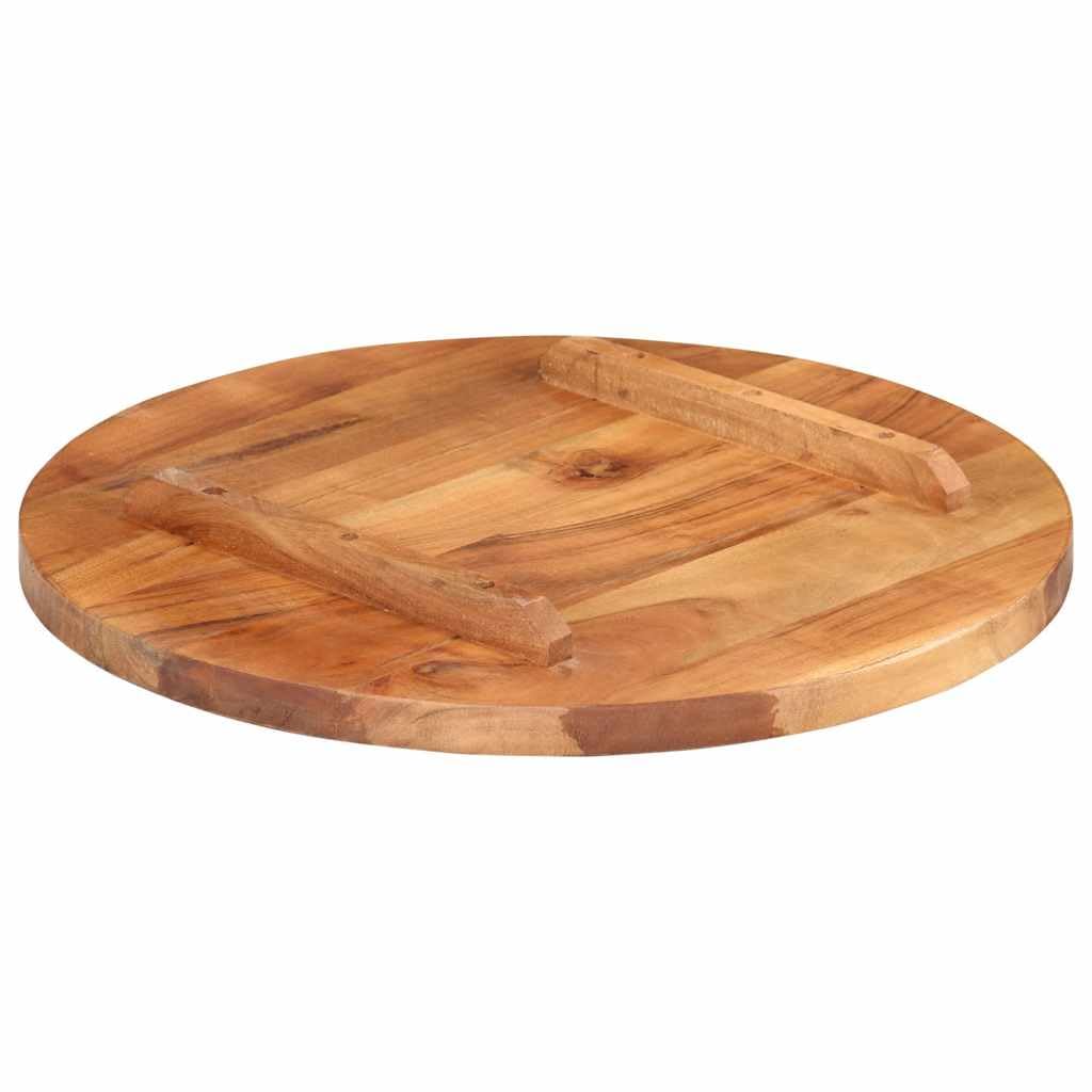 Piano in legno massiccio di acacia, rotondo, 50 cm, diametro 25-27 mm, spessore con finitura marrone miele, per soggiorno e bar, fascino rustico, durevole e facile da pulire