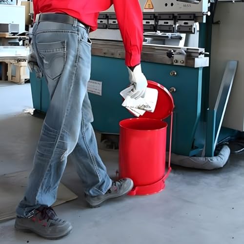 Galvanisierte ölige Abfalldose mit Fußpedal, selbstschließender Sicherheitsbehälter für brennbare Lappen, langlebige Stahltrommel für industrielle Werkstatt Garagenlager