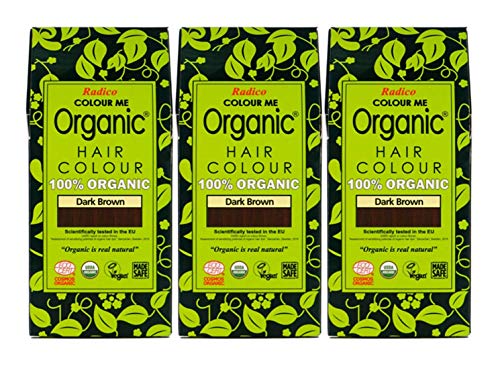 Radico Certified Organic Hair Colour, 100g, Dark Brown (Pack of 3)