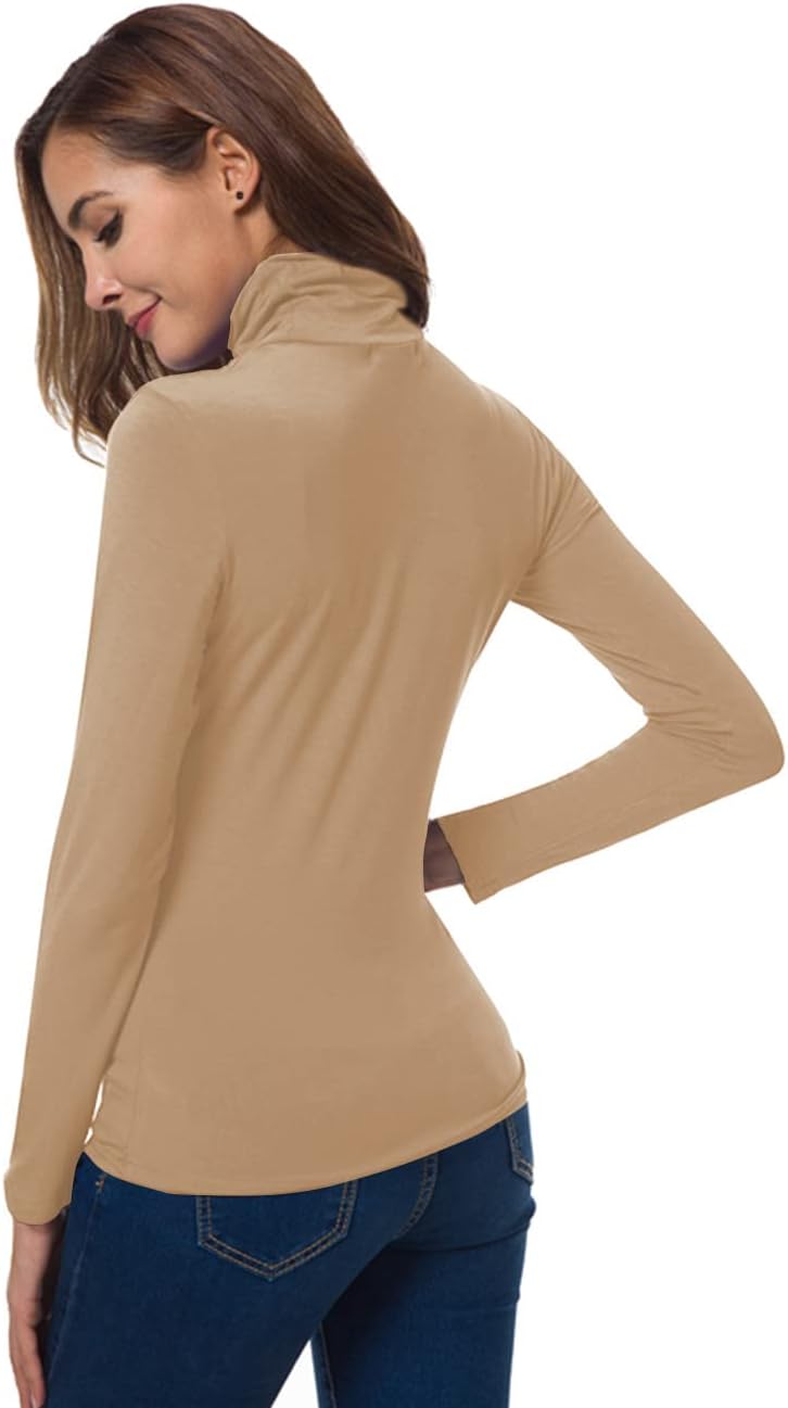 Women Long Sleeve Turtleneck Slim Fitted Based Layer Lightweight Active Shirt Pullover Tops - Image 5