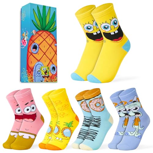 SPONGEBOB SQUAREPANTS Calcetines Bob Esponja Niños, Pack de 5...