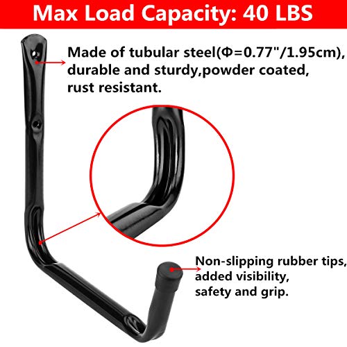 Heavy Duty Giant Garage Storage Hook Wall Mounted Utility Hanging Rack for Surfboard,Ladder,Kayak (4 Pcs Black 10