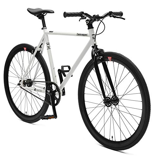 Retrospec Bicycles Mantra V2 Single Speed Fixed Gear Bicycle, White/Black, 43cm/X-Small