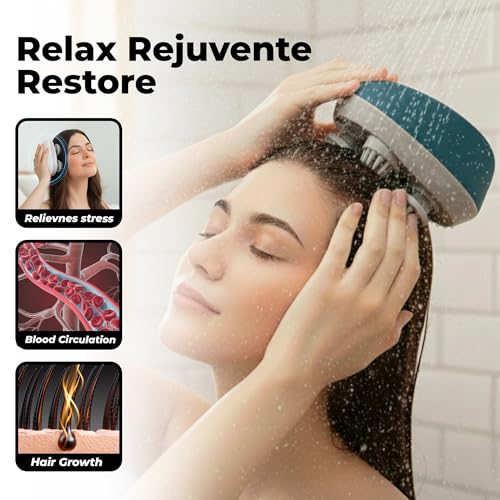 Image of Durafit91 RELAXA Rechargeable Scalp Massager | Oil Massager for Hair Growth | 96-Kneading Points Soft Medical-Grade Silicone Bristles | Detachable, Waterproof | Red Light Therapy for Stress Relief & Deep Relaxation (Purple)