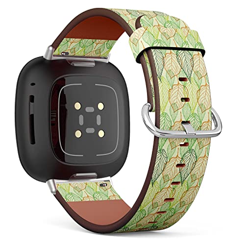CJBROES Replacement Leather Watch Band, Compatible with Fitbit Versa 3 and Fitbit Sense of Wristband Bracelet Accessory - Floral Freehand Drawing