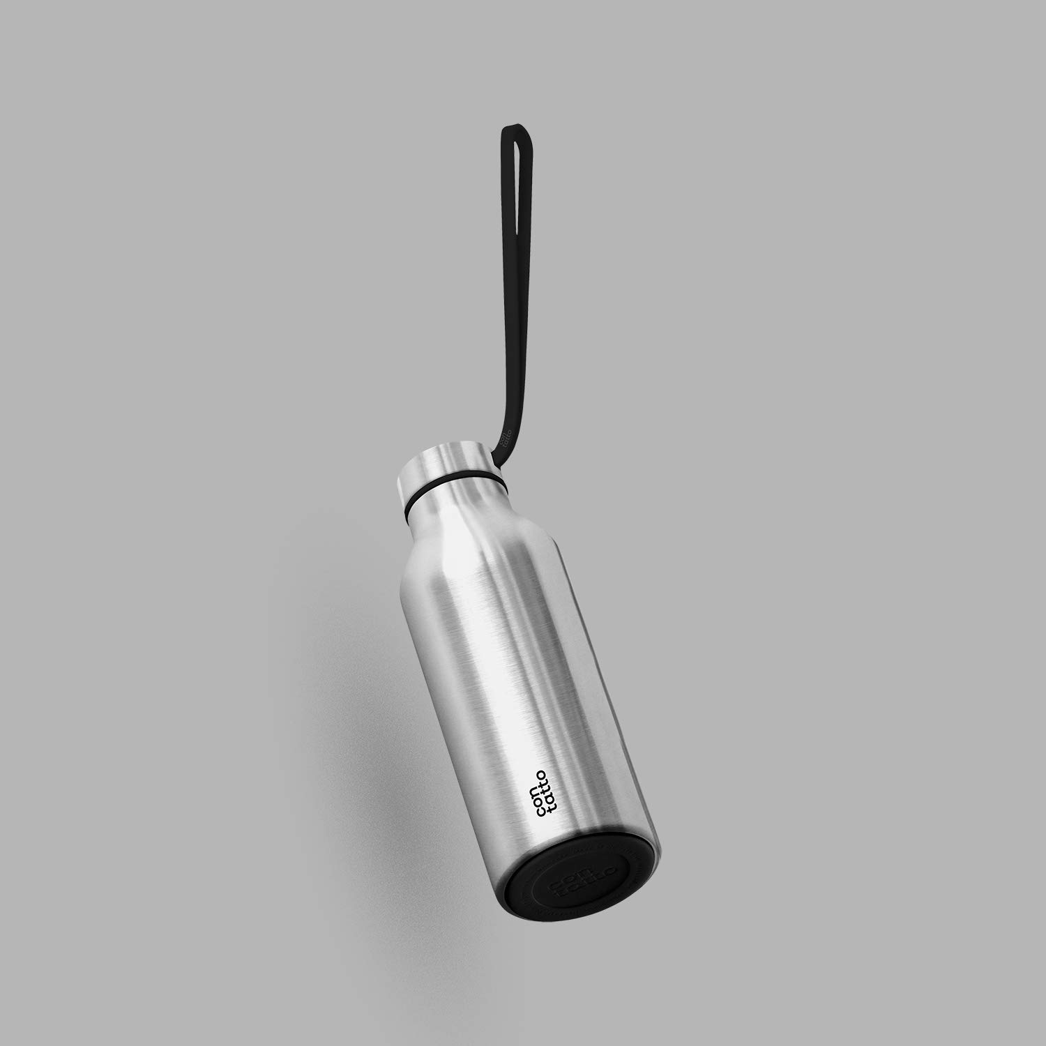 con-tatto Bottle Bottiglia termica con 3 Pareti in Acciaio e Rame - Bevande fredde per 25 ore e calde per 15 ore - Fascia e Tappo Sport Lid inclusi! (Steel)