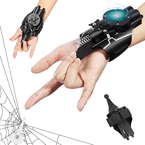 Excefore Web Shooter Launcher String Toy Electric Reel-in Spider Web Shooters Real Silk [9.5ft Range] Toy for Kids Superhero Role-Playing Black