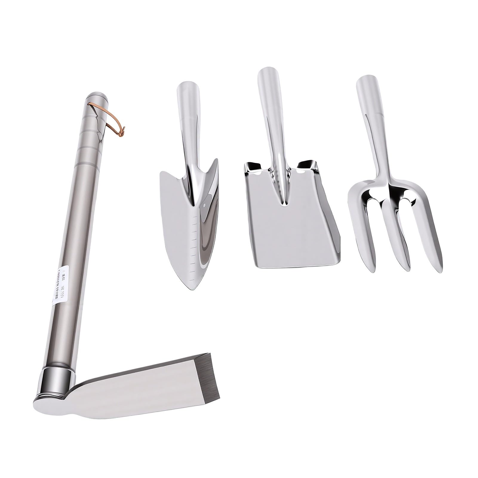Zunate Set di 4 Zappe da Giardino in Acciaio Inossidabile, Pala da Scavo Portatile Leggera con Manico Antiscivolo, Cazzuole da Giardinaggio per Diserbo, Piantagione e Allentamento del Terreno