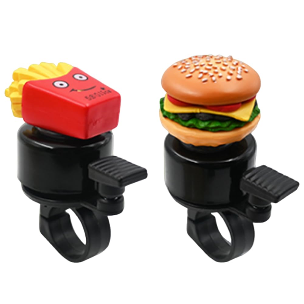 Hamburger & Fries Bike Bell, 360° Rotatable Handlebar Mount, Aluminum Alloy & Plastic Construction, Loud and Clear Sound, Universal for Bicycle Scooter